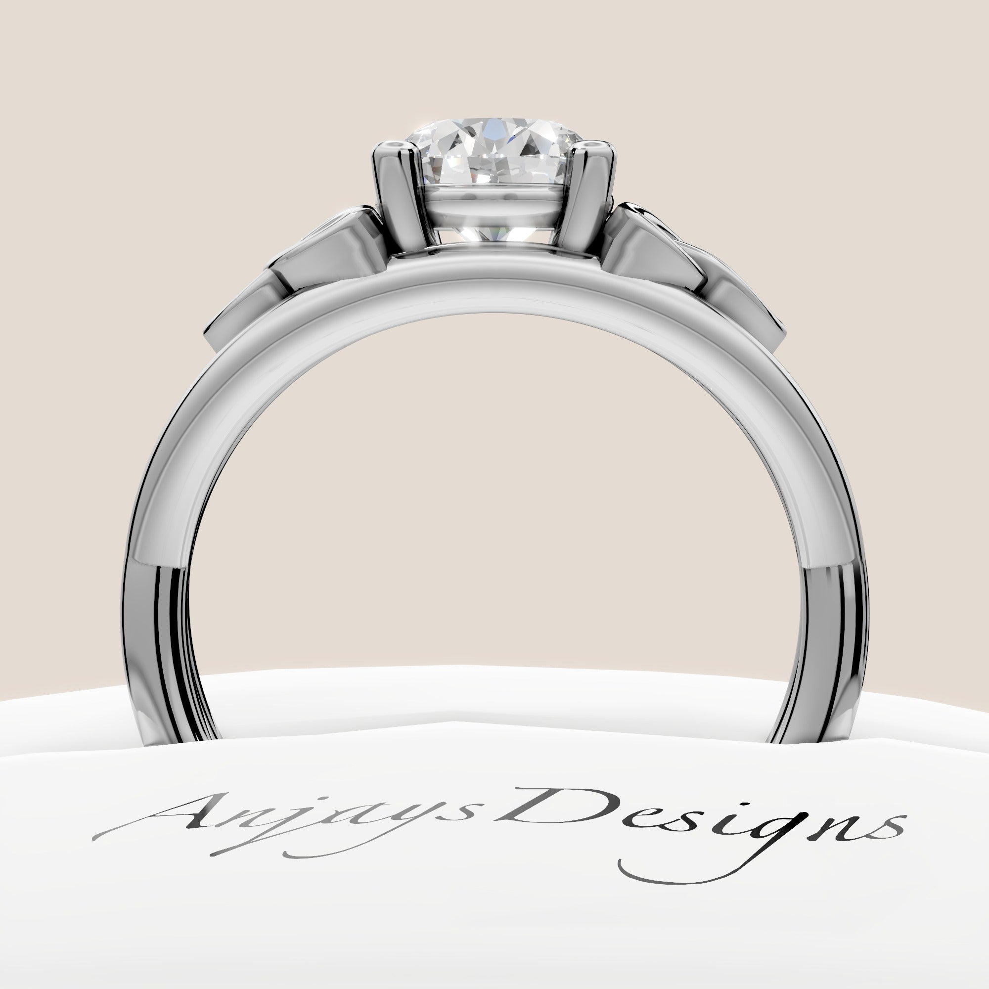 Dainty Celtic Engagement Ring IGI Certified 1 CT Round Lab Grown Diamond Wedding Ring - shown on hand