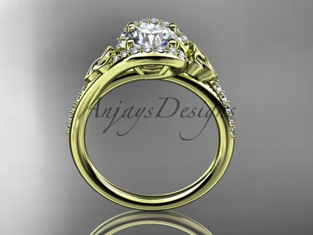 Celtic Engagement Ring 1 Carat Round Lab Grown Diamond Ring Trinity Knot Thin Engagement Ring Dainty Ring