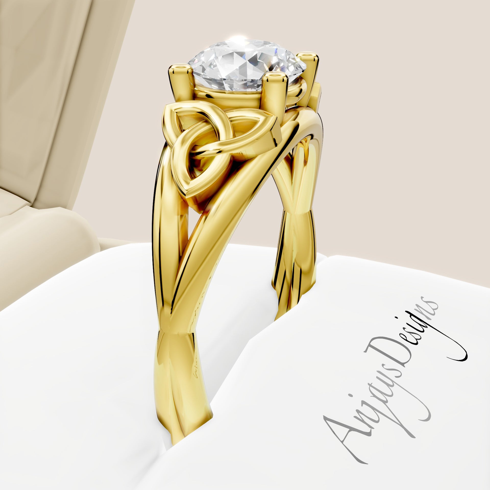 Dainty Celtic Engagement Ring IGI Certified 1 CT Round Lab Grown Diamond Wedding Ring