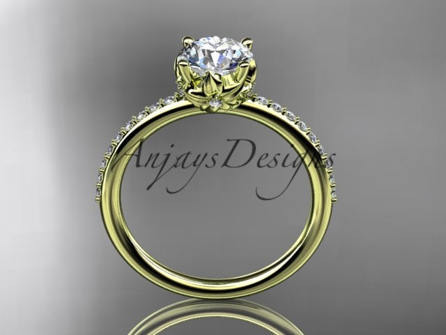 Dainty Flower Engagement Ring 1 Carat Round Lab Grown Diamond Nature Inspired Wedding Ring Minimalist Ring