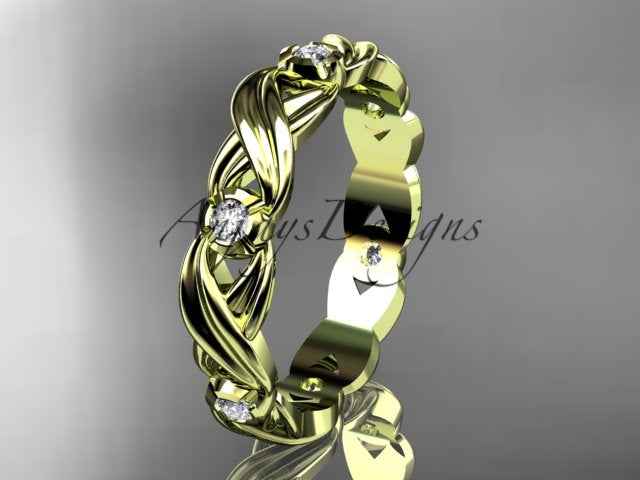Diamond Leaf Wedding Band Nature Inspired Ring Lab Grown Diamond Anniversary Ring