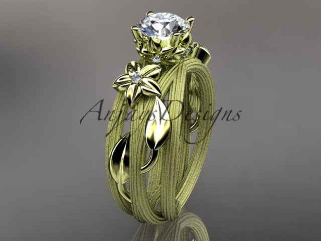 Floral Lab Grown Diamond Engagement Ring Leaf Vine 1 CT IGI Certified Diamond Ring Nature Inspired