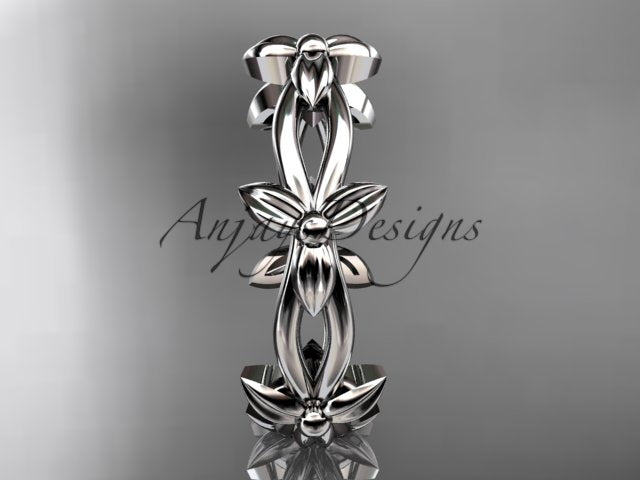 Petite Flower Wedding Band Floral Nature Inspired Ring Dainty Minimalist Ring