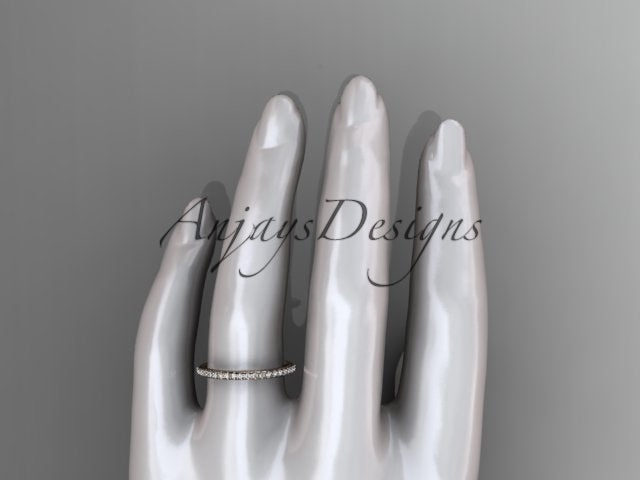 Half Diamond Stacking Eternity Ring 14k Solid Gold 2mm Thin Women's Wedding Band Minimalist Jewelry Anniversary Gift For Her