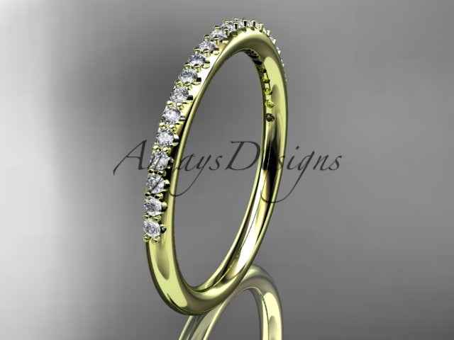 Half Diamond Stacking Eternity Ring 14k Solid 2mm Thin Wedding Band