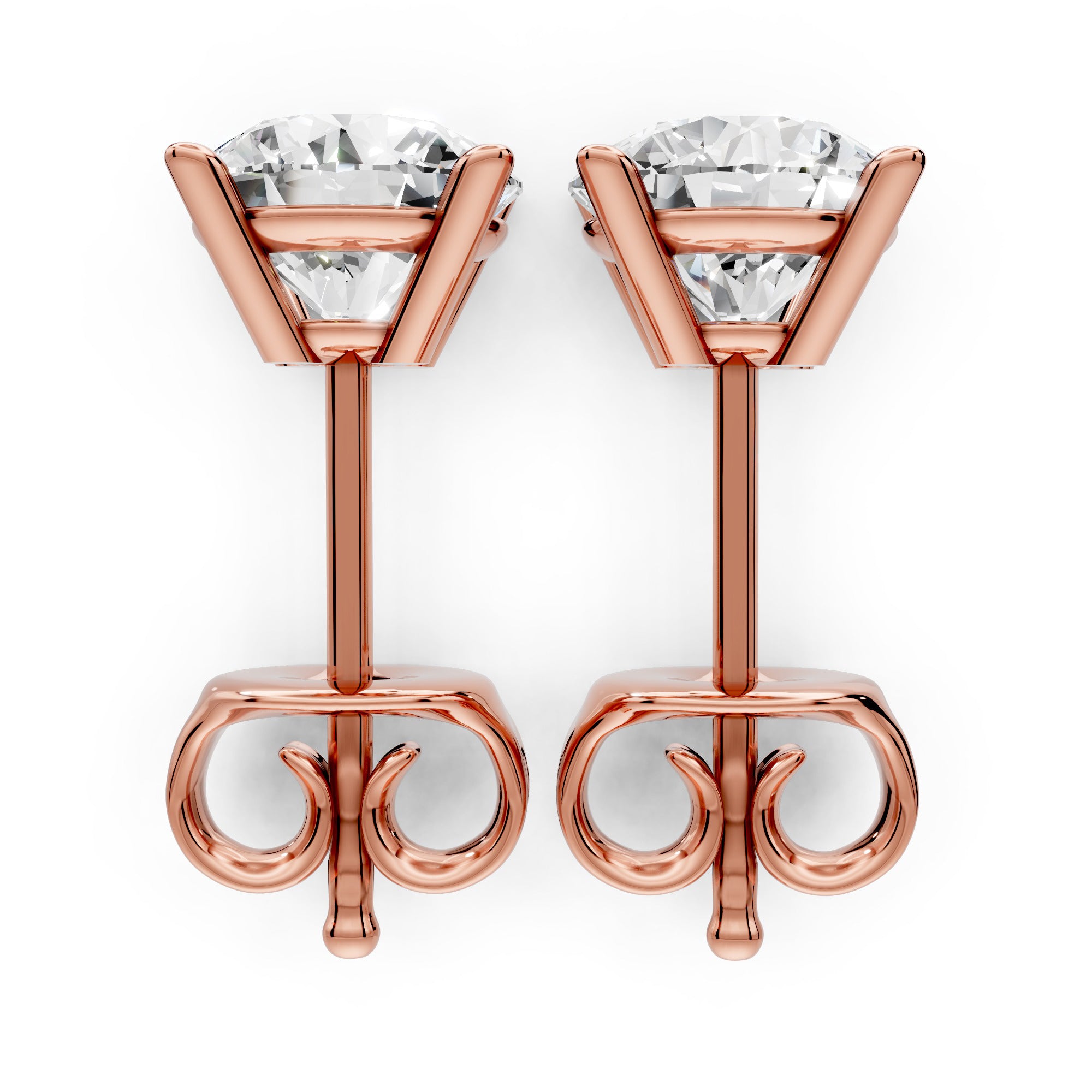 Diamond Earring Studs 14k Solid Gold Lab Grown 4 Prong Diamond Earrings For Women VS1 Clarity IGI Certified