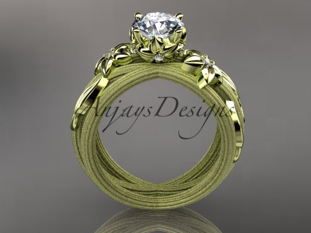 Floral Lab Grown Diamond Engagement Ring Leaf and Vine 1 CT IGI Certified Diamond Ring Nature Inspired