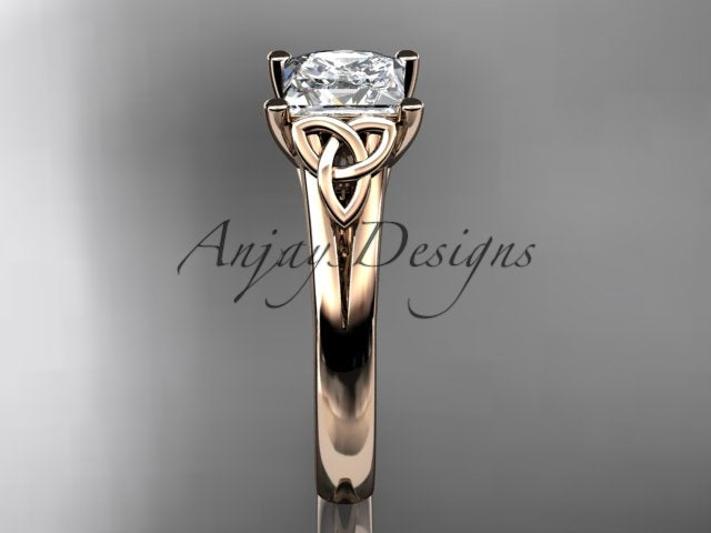 Princess Cut Lab Grown Diamond Ring 14K White Gold Engagement Ring Irish Celtic Engagement Ring IGI Certified