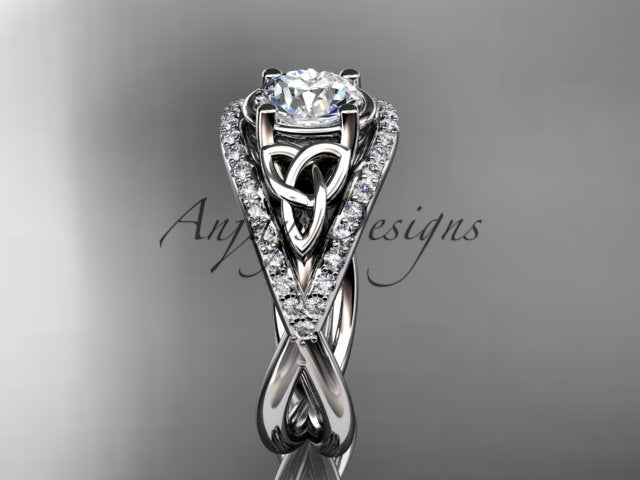 Celtic Knot Engagement Ring 1 Carat Lab Grown Round Diamond Unique Irish Diamond Wedding Ring
