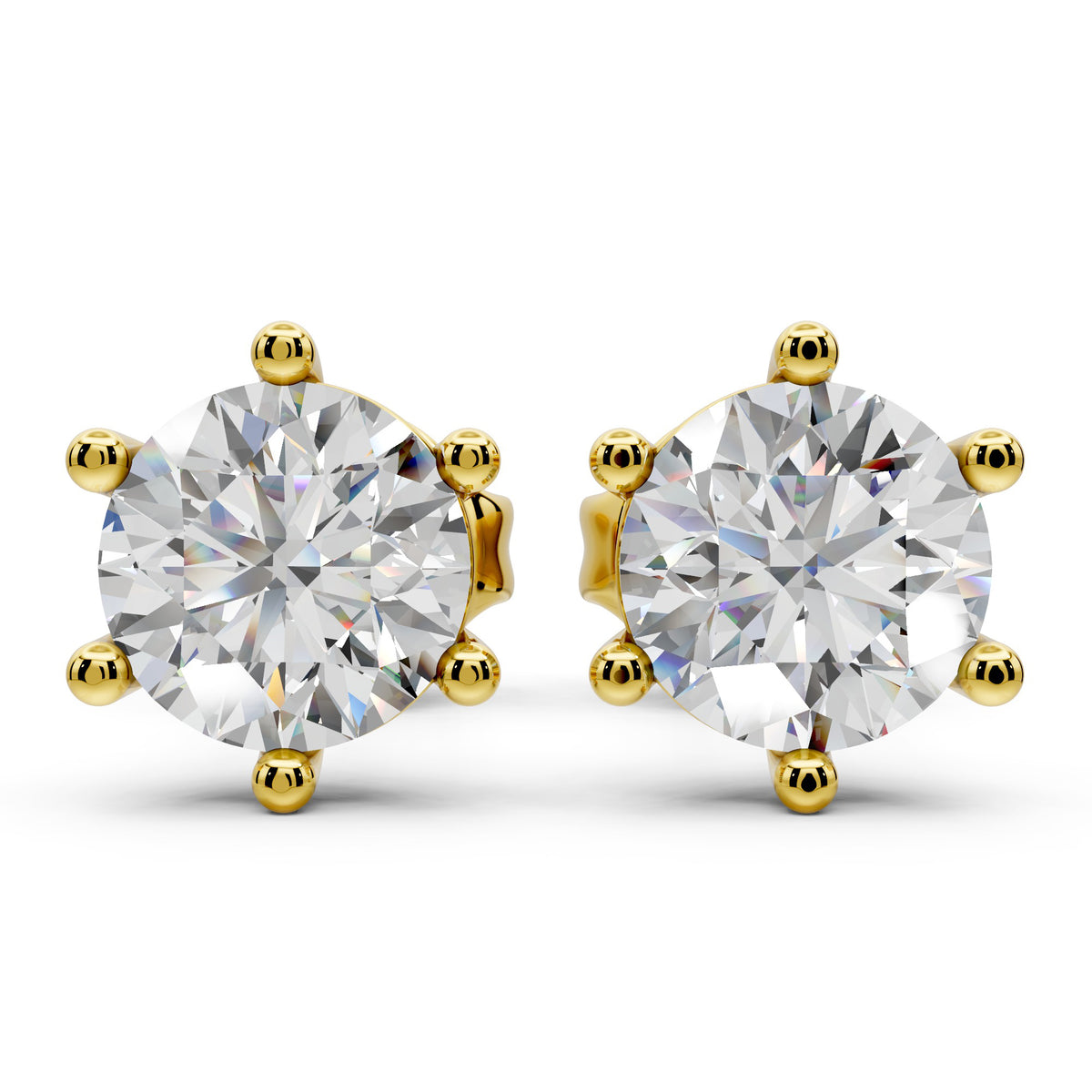 Lab Grown Diamond Stud Earrings 14k Solid 6 Prong Diamond Earrings VS1 Clarity IGI Certified