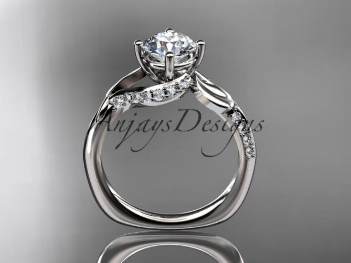 Profile view demonstrating setting height and four-prong crown detail holding 1ct round diamond
