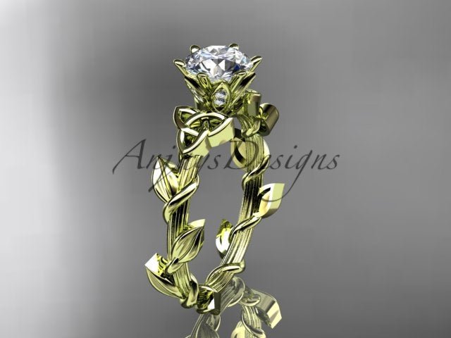 Nature Inspired Celtic Engagement Ring 1 Carat Diamond Trinity Knot Nature Ring IGI Certified
