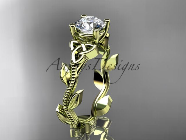 Nature Inspired Celtic Engagement Ring 1 Carat Lab Grown Diamond Trinity Knot Wedding Ring