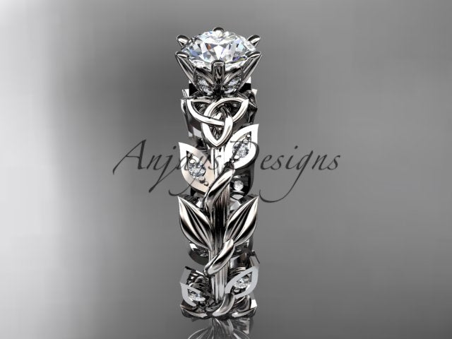 Celtic Engagement Ring Nature Inspired 1 Carat Lab Grown Diamond Trinity Knot Wedding Ring IGI Certified