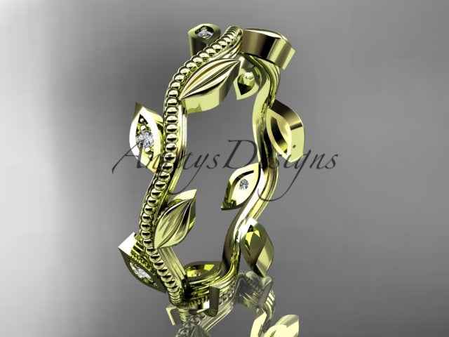 Nature Inspired Diamond Leaf Vine Wedding Band