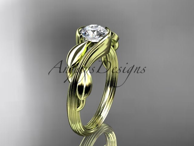 Nature Inspired Engagement Ring 1 Carat Round Diamond Ring Lab Grown Leaf Vine Ring