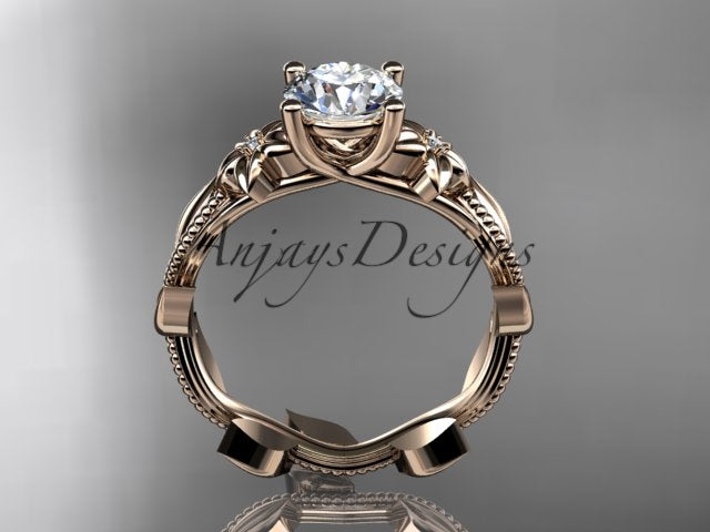 1 Carat Round Diamond Flower Engagement Ring Lab Grown Diamond Floral Ring IGI Certified Nature Inspired Ring