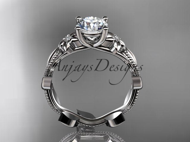 1 Carat Round Diamond Flower Engagement Ring Lab Grown Diamond Floral Ring IGI Certified Nature Inspired Ring