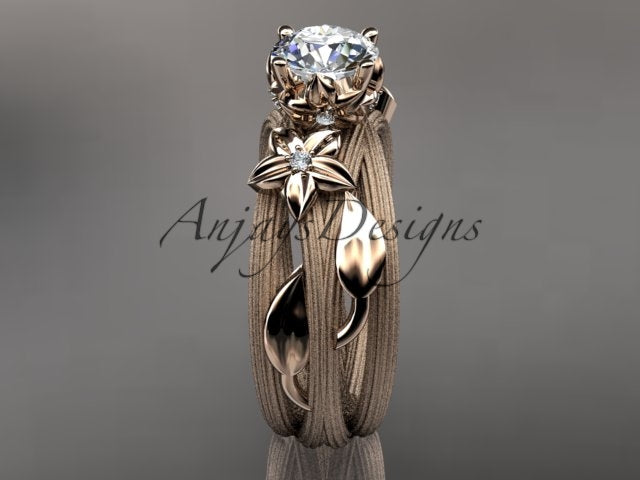 Floral Lab Grown Diamond Engagement Ring Leaf and Vine 1 CT IGI Certified Diamond Ring Nature Inspired