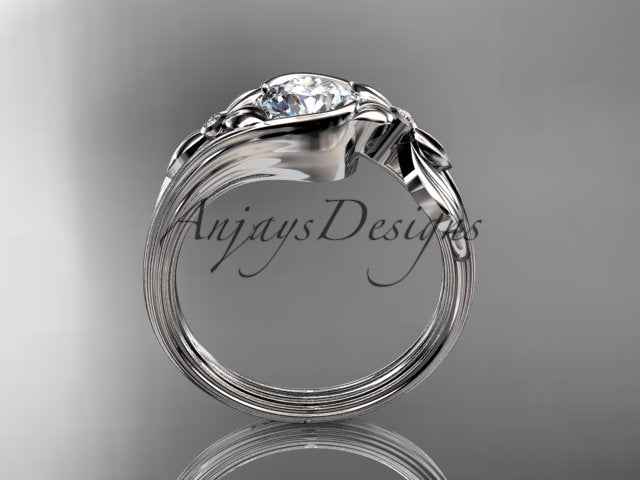 1 Carat Round Brilliant Lab Grown Diamond Nature Inspired Engagement Ring Leaf CVD Diamond Ring IGI Certified