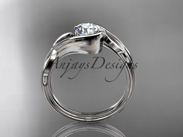 Nature Inspired Engagement Ring 1 Carat Round Diamond Ring Lab Grown Leaf and Vine Ring IGI Certified