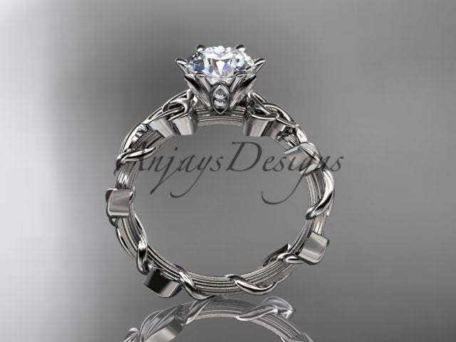 Nature Inspired Celtic Engagement Ring 1 Carat Diamond Trinity Knot Nature Ring IGI - 14k white gold