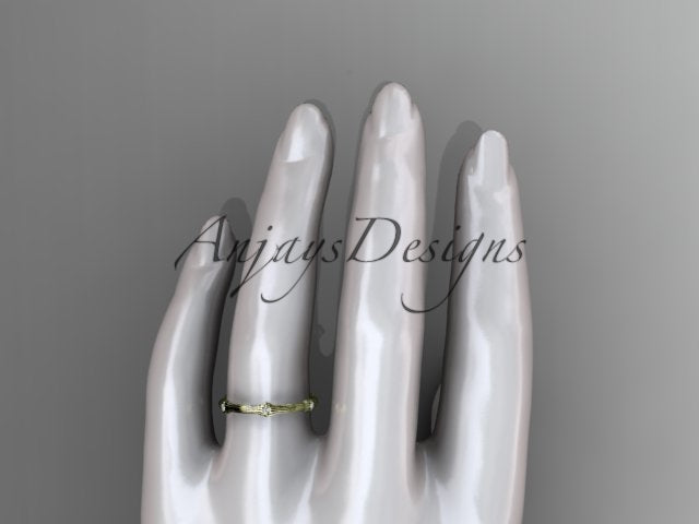 Petite Diamond Wedding Band Thin Wedding Band Nature Inspired Delicate Ring