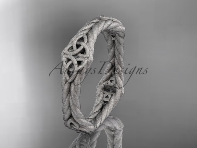 White gold or platinum Celtic wedding band with rope detailing