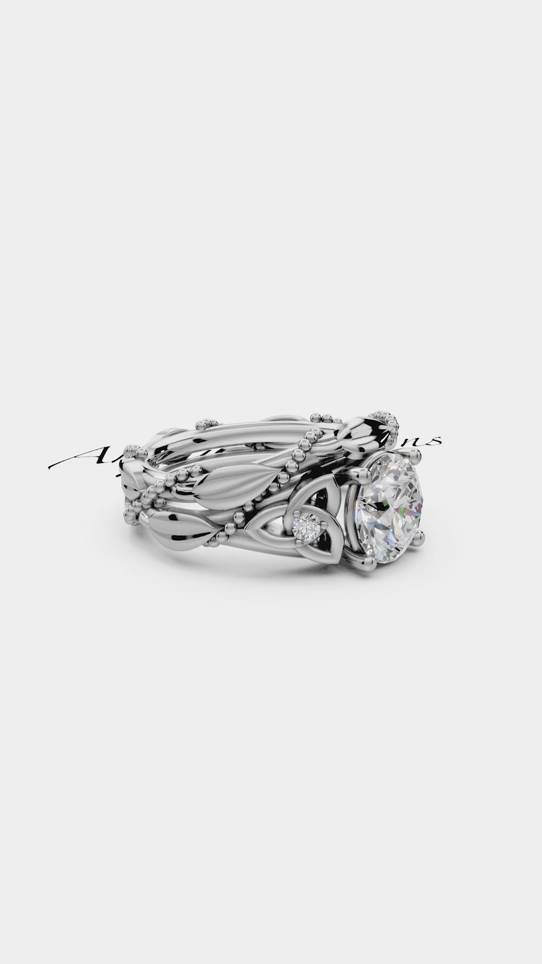 Celtic engagement ring with round D VS1 lab grown diamond