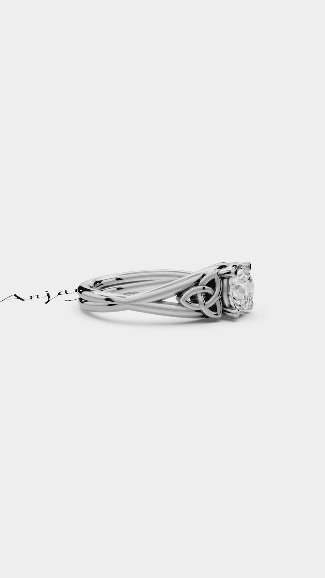 video of dainty celtic engagement ring