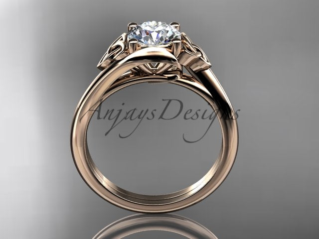 1 Carat Round Diamond Engagement Ring Celtic Wedding Ring Dainty