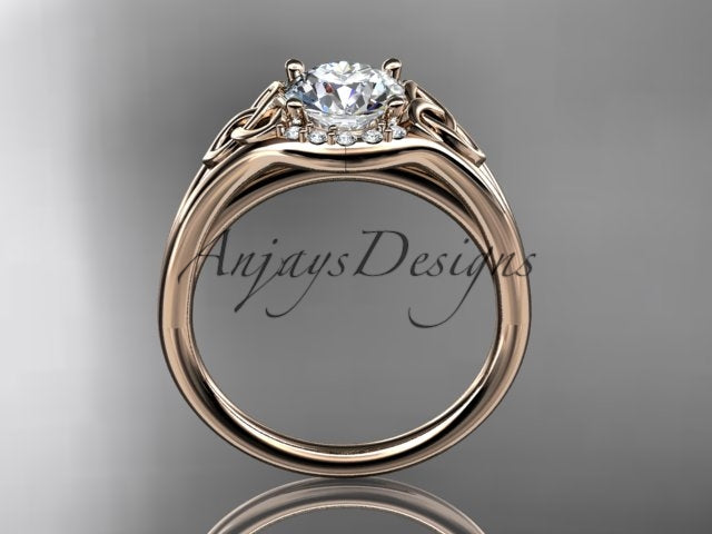 1 CT Round Lab Grown Diamond Halo Engagement Ring Celtic Trinity Knot Ring Round Cut CVD Diamond Ring