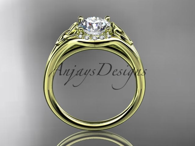 1 CT Round Lab Grown Diamond Halo Engagement Ring Celtic Trinity Knot Ring Round Cut CVD Diamond Ring