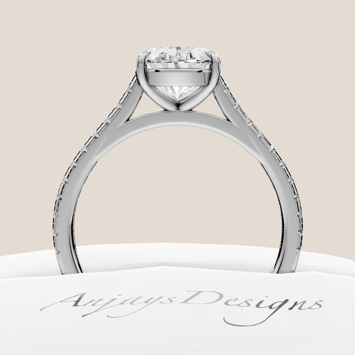 2 Carat Oval Lab Grown Diamond Engagement Ring IGI Certified - AnjaysDesigns