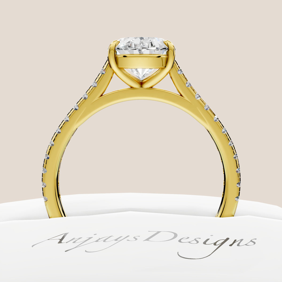 2 Carat Oval Lab Grown Diamond Engagement Ring IGI Certified - AnjaysDesigns