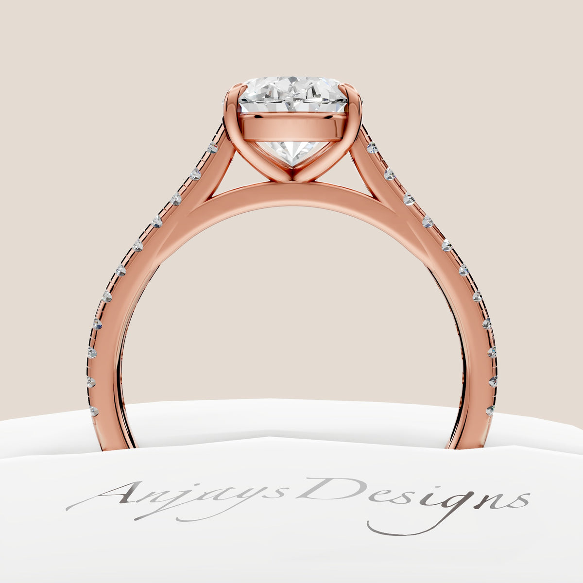 2 Carat Oval Lab Grown Diamond Engagement Ring IGI Certified - AnjaysDesigns