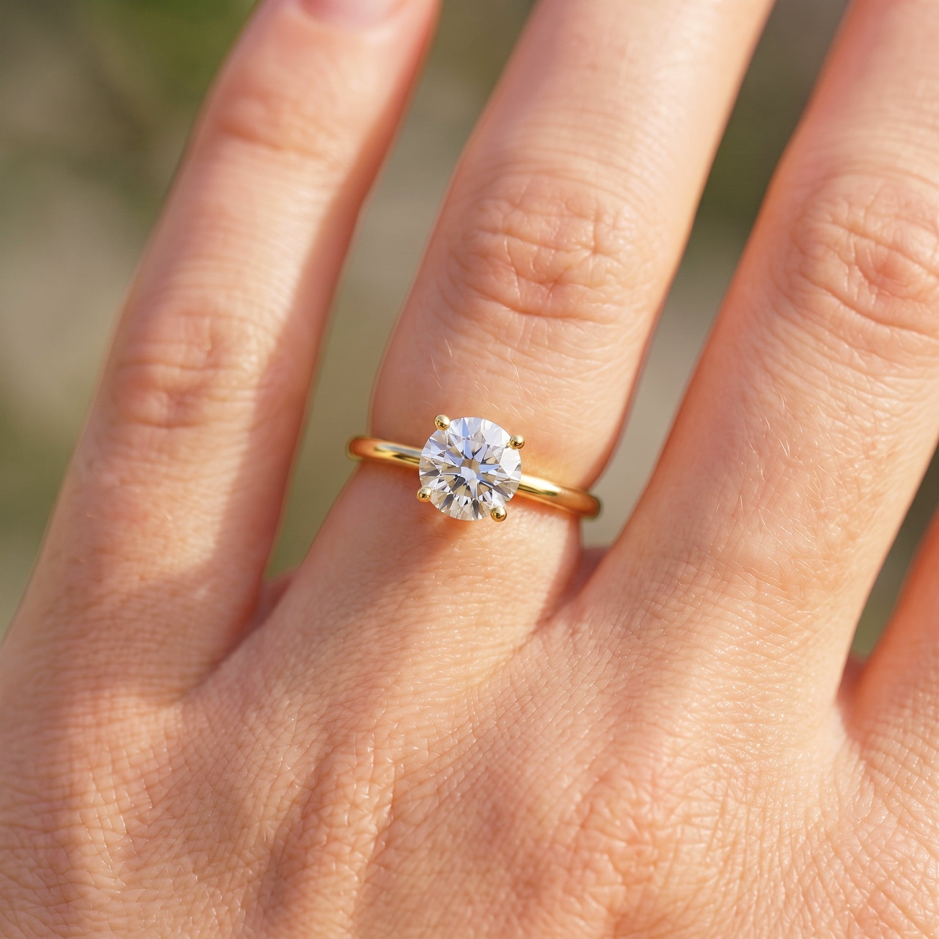 1 Carat Round Cut Lab Grown Diamond Solitaire Engagement Minimalist Ring 4 Prong Ring