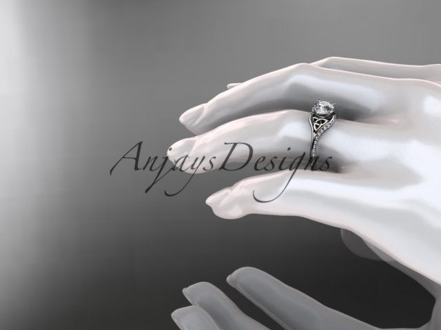 1 Carat Round Brilliant Lab Grown Diamond Celtic Engagement Ring Trinity Knot Symbol Ring - close-up detail