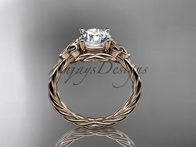 1 Carat Round Lab Grown Diamond Celtic Engagement Ring Rope Triquetra Braided Wedding Ring - 14k rose gold