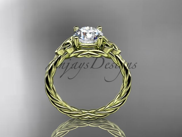 1 Carat Round Lab Grown Diamond Celtic Engagement Ring Rope Triquetra Braided Wedding Ring - 14k yellow gold