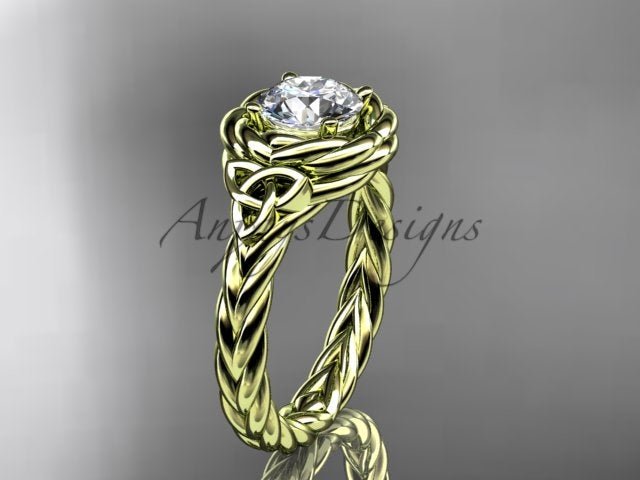 Twisted Band Rope Wedding Ring Celtic Round Lab Grown Diamond Solitaire Engagement Ring