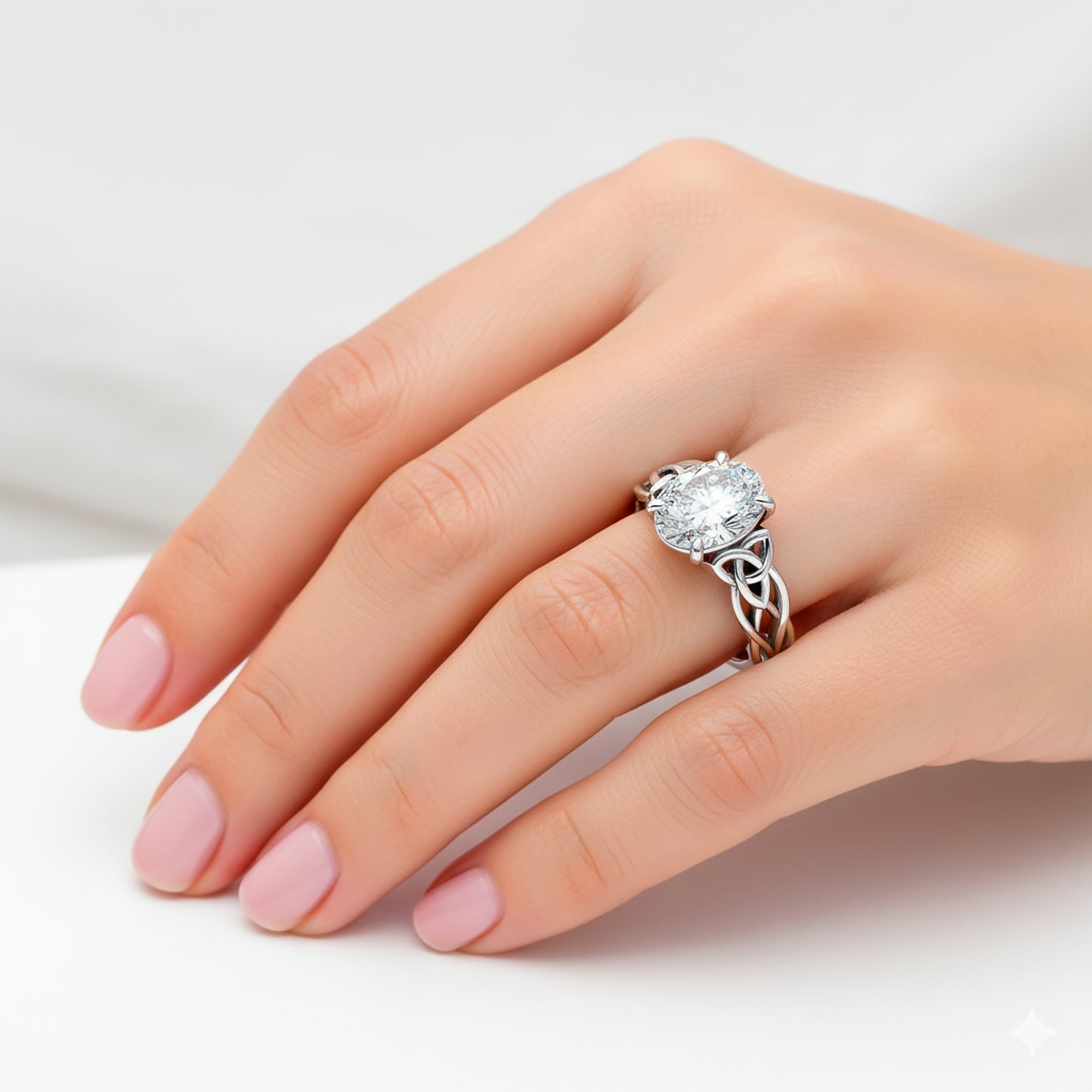 2 Carat Oval Diamond Twisted Ring | Celtic Irish Wedding