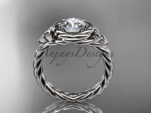 Twisted Band Rope Wedding Ring Celtic Round Lab Grown Diamond Solitaire Engagement Ring