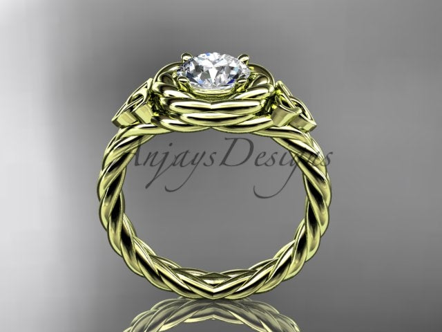 Twisted Band Rope Wedding Ring Celtic Round Lab Grown Diamond Solitaire Engagement Ring