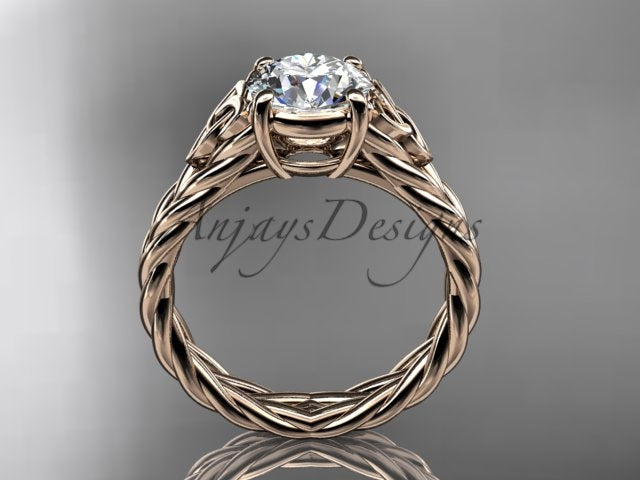 Celtic Engagement Ring 1.5 Carat Round Diamond Lab Created Twisted Rope Diamond Ring