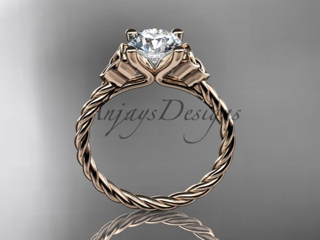 Celtic Engagement Ring Twisted Rope Ring 1 Carat Lab Grown Diamond Solitaire Braided Wedding Dainty Ring