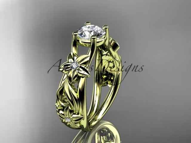 Unique Diamond Flower Engagement Ring Floral Wedding Ring Nature Inspired 1 Carat Lab Grown Diamond