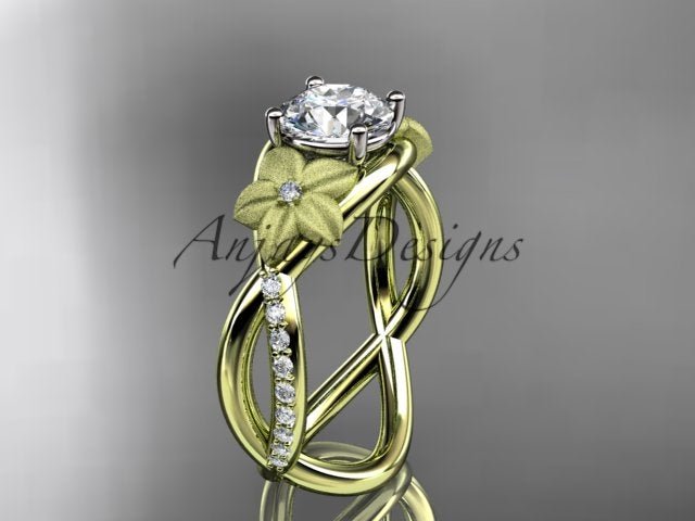 Unique Flower Engagement Ring 1 CT Lab Diamond Ring Organic Floral Design Ring IGI Certified